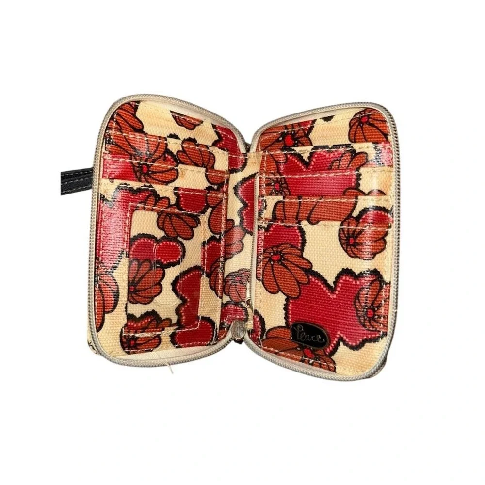 Sakroots Multicolor Floral Bird‎ Crossbody Wristlet Wallet Women flaking handle